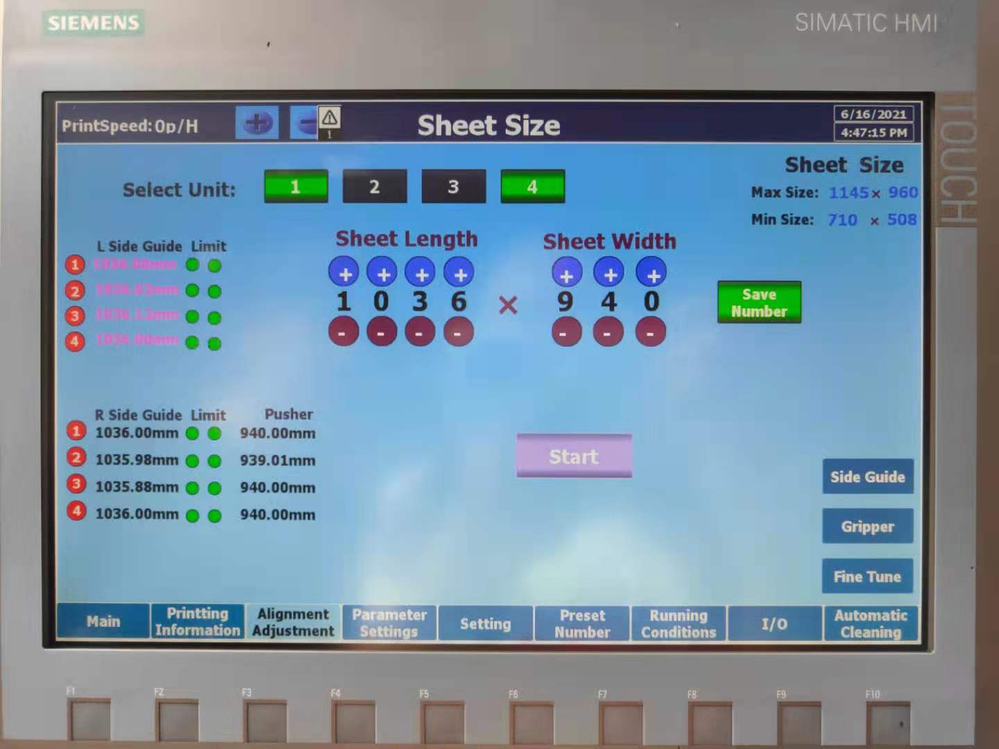 Digital Sheet-change System By One Button For Metal Printing Press
